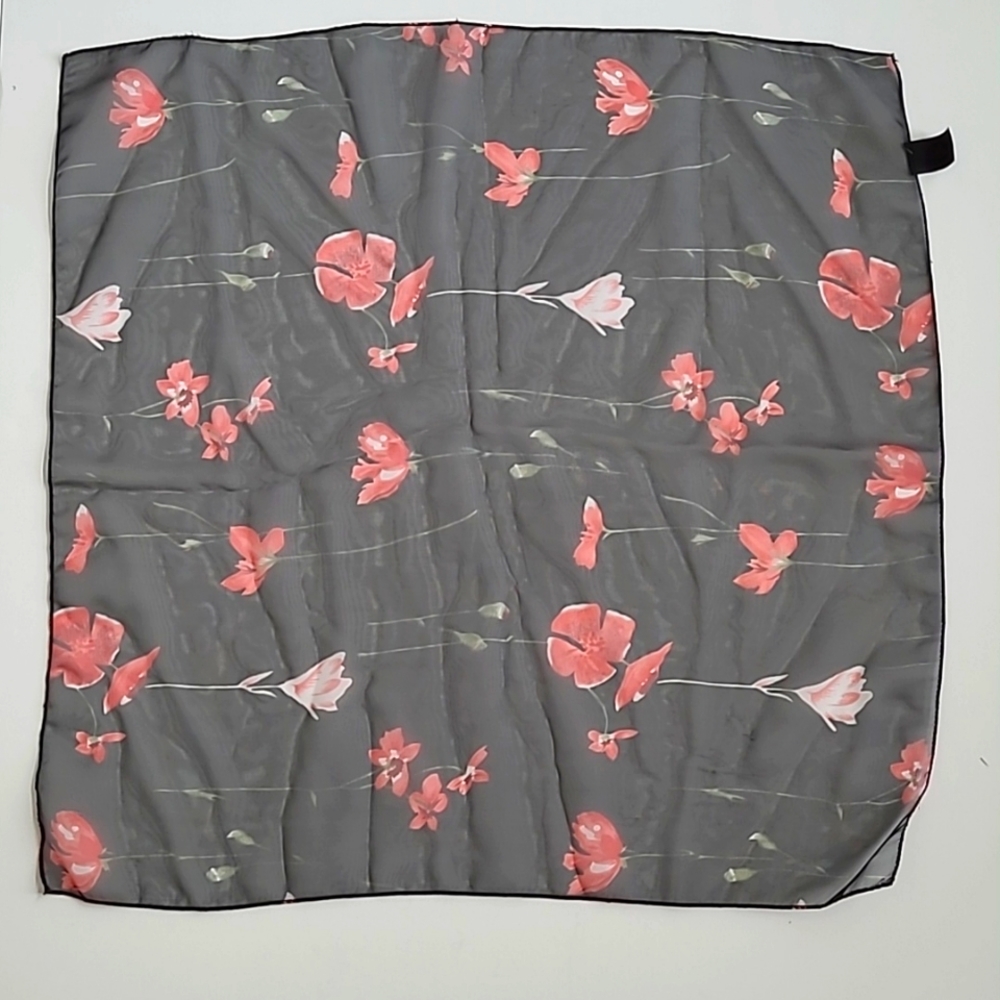 Black Floral Square Scarf
